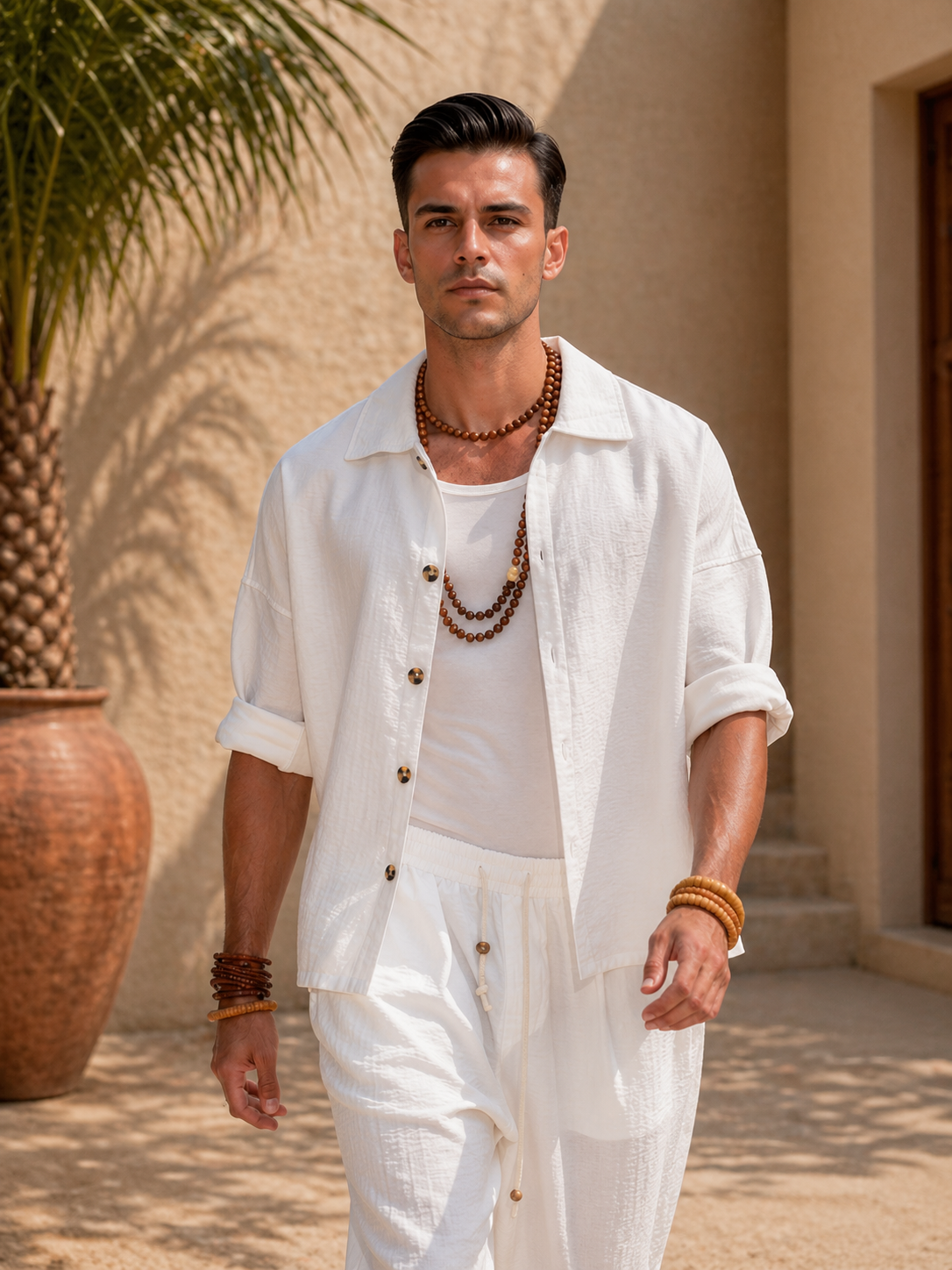 Linen Resort Set –  0117 - white