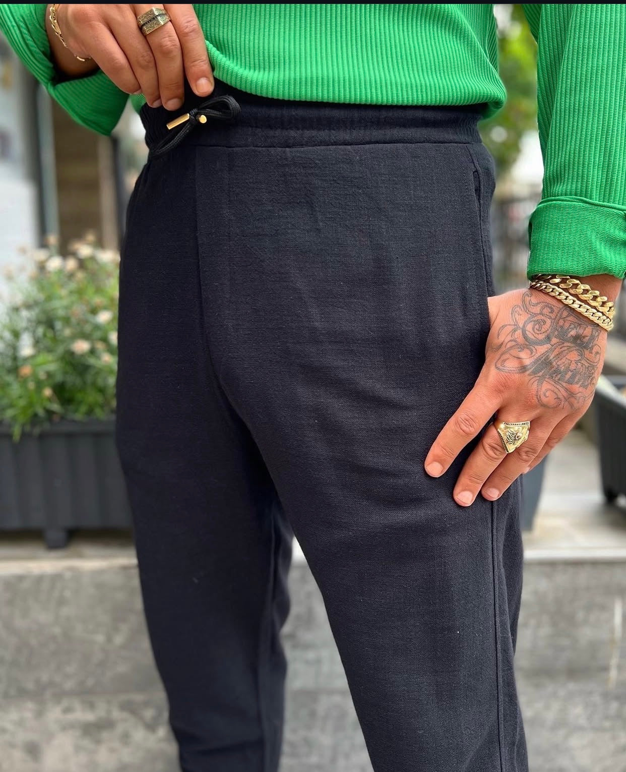 Linen Summer Pants – black 0139