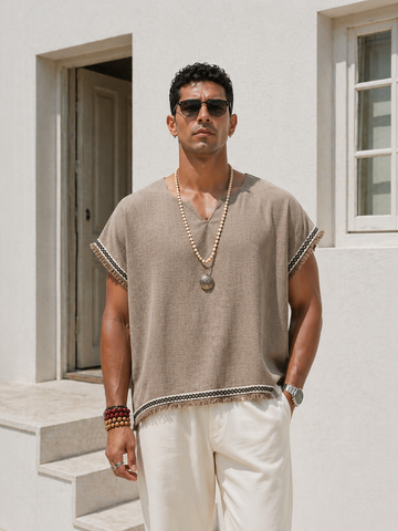 Textured Resort Sleeveless Top – Sand Beige 0142