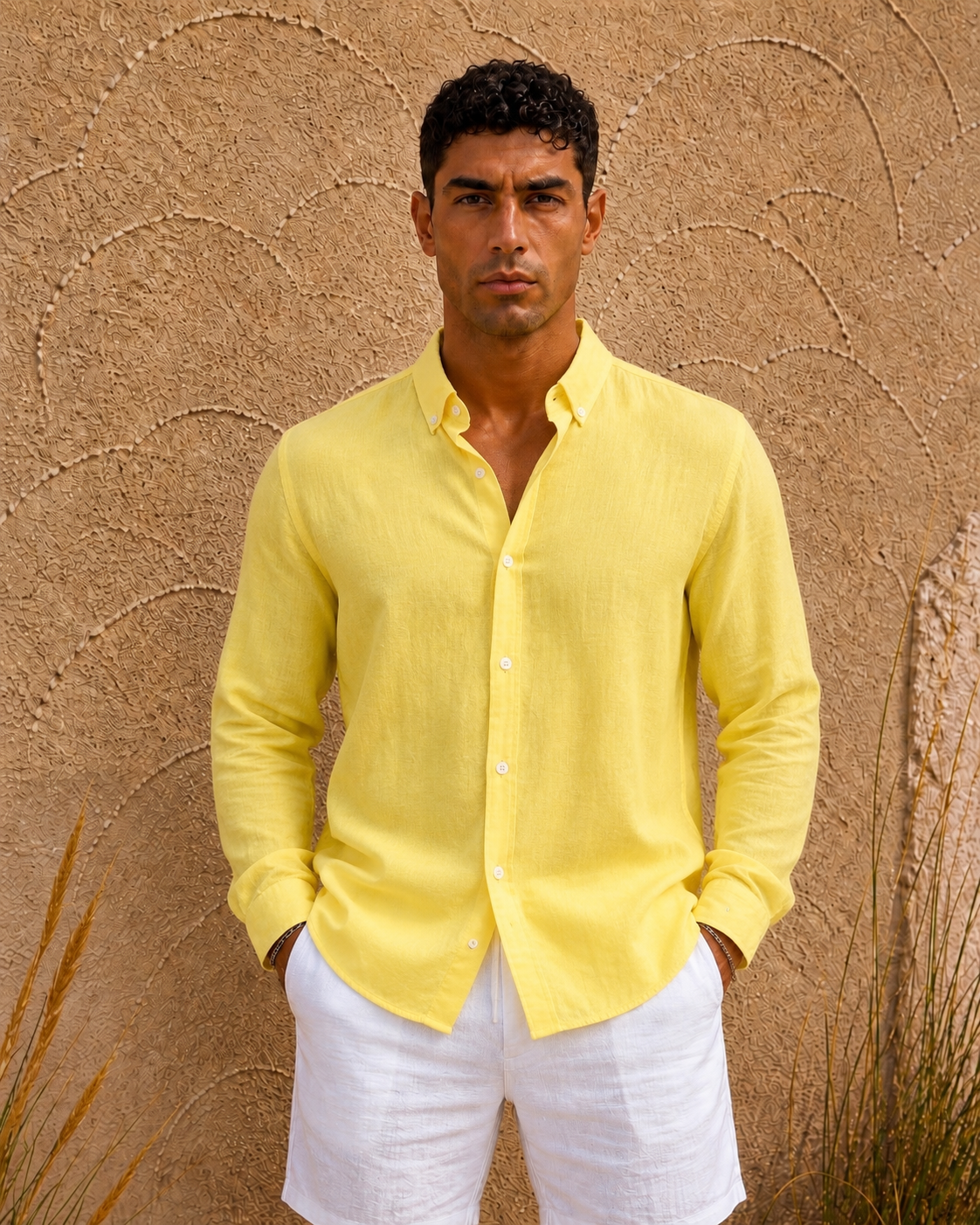 Linen Relaxed Shirt – dark yellow 0124