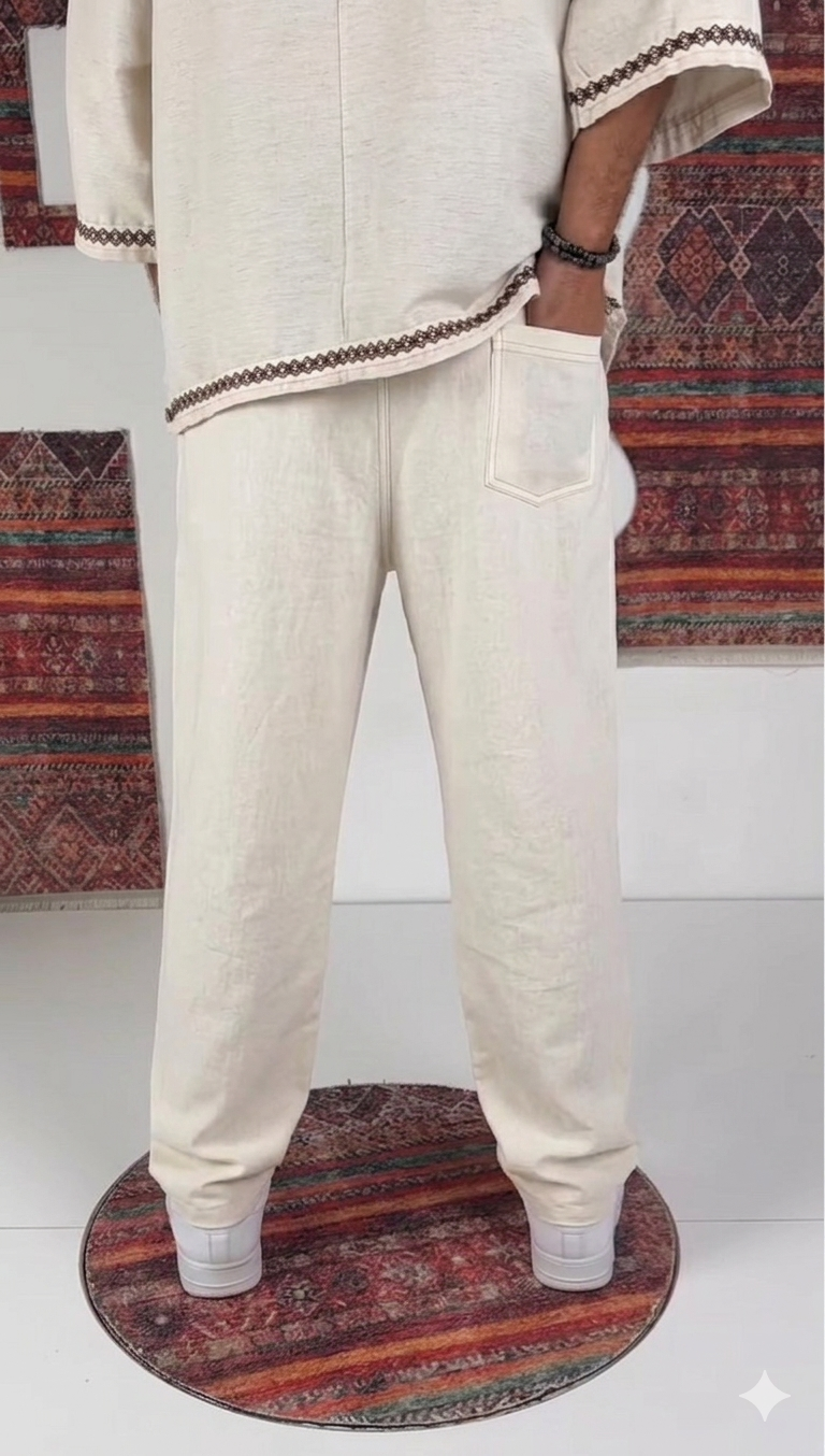 Relaxed Linen Jogger Pants – offwhite 0120