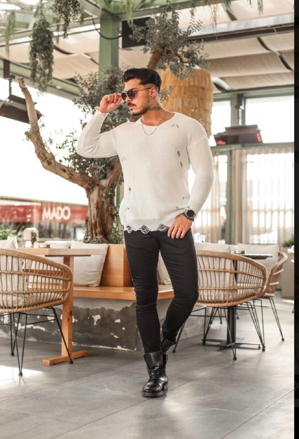 Knitwear oversized shirt - 0064 - white