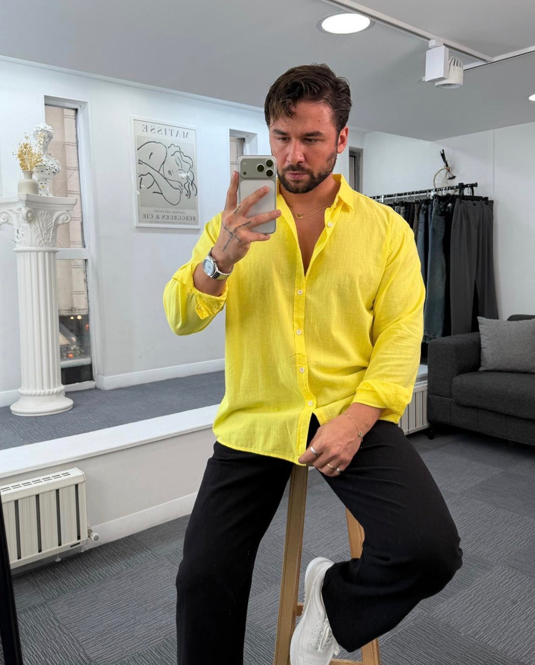 Linen Relaxed Shirt – yellow 0124