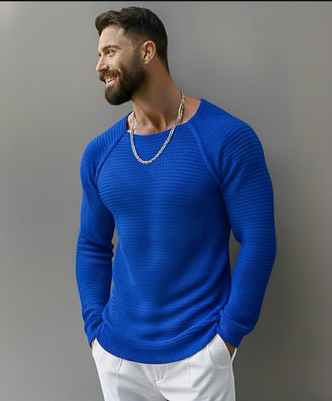 Knitwear slim-fit sweatshirt / black- 0107