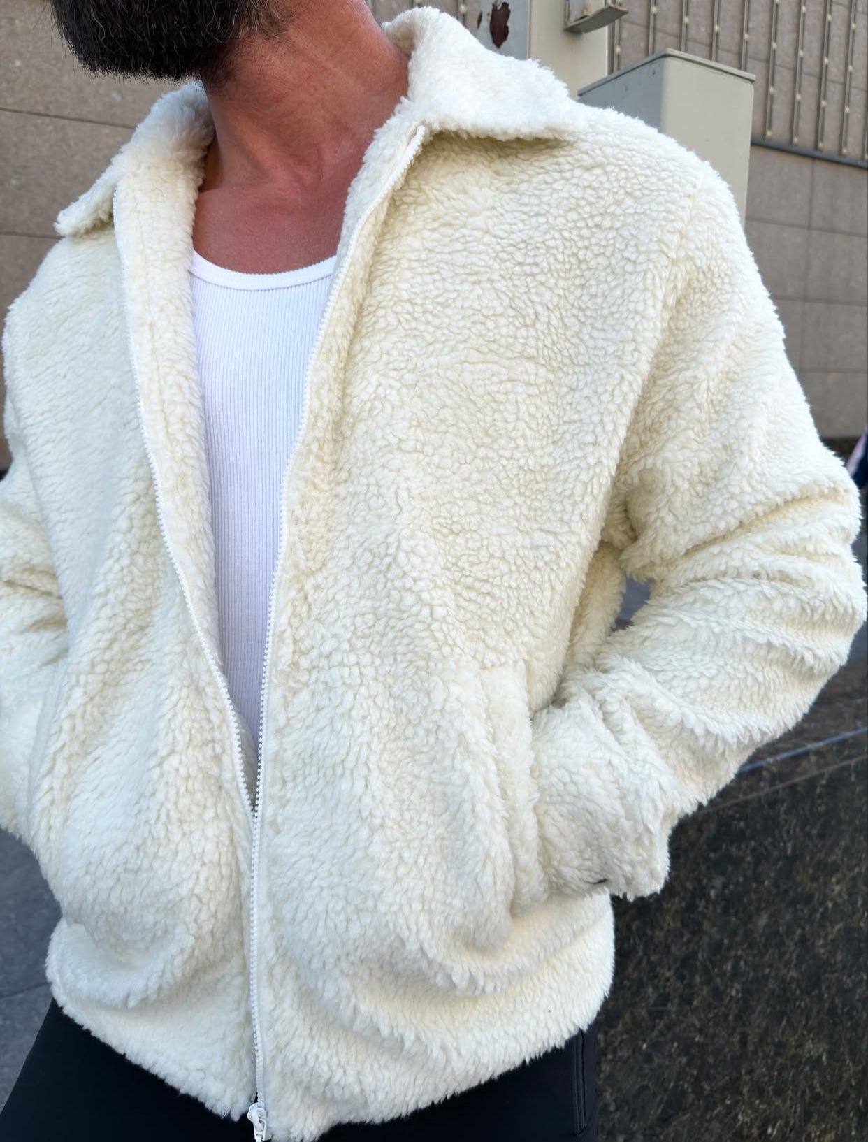 Plush jacket  - off-white  0085