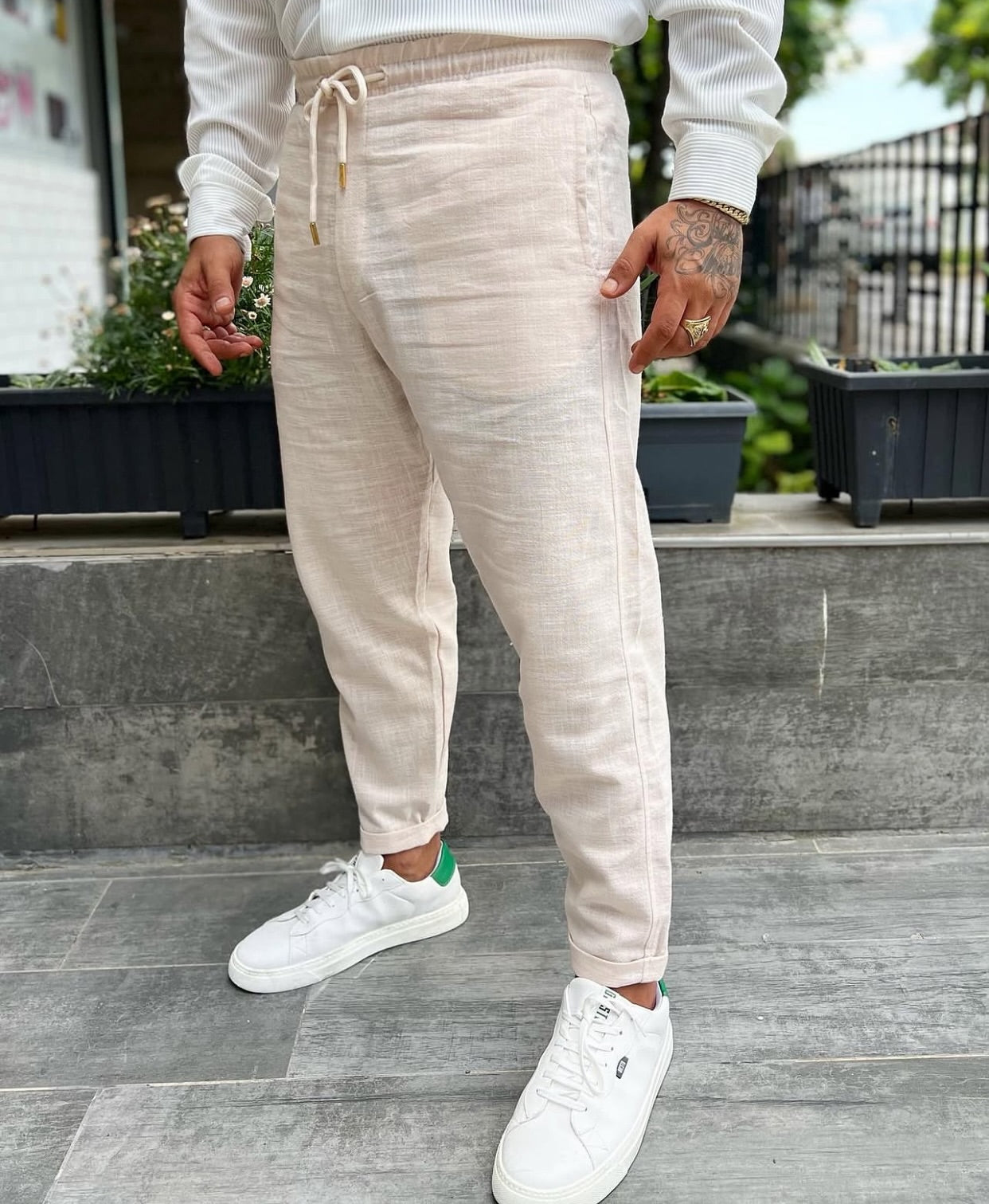 Linen croped pants - R 006