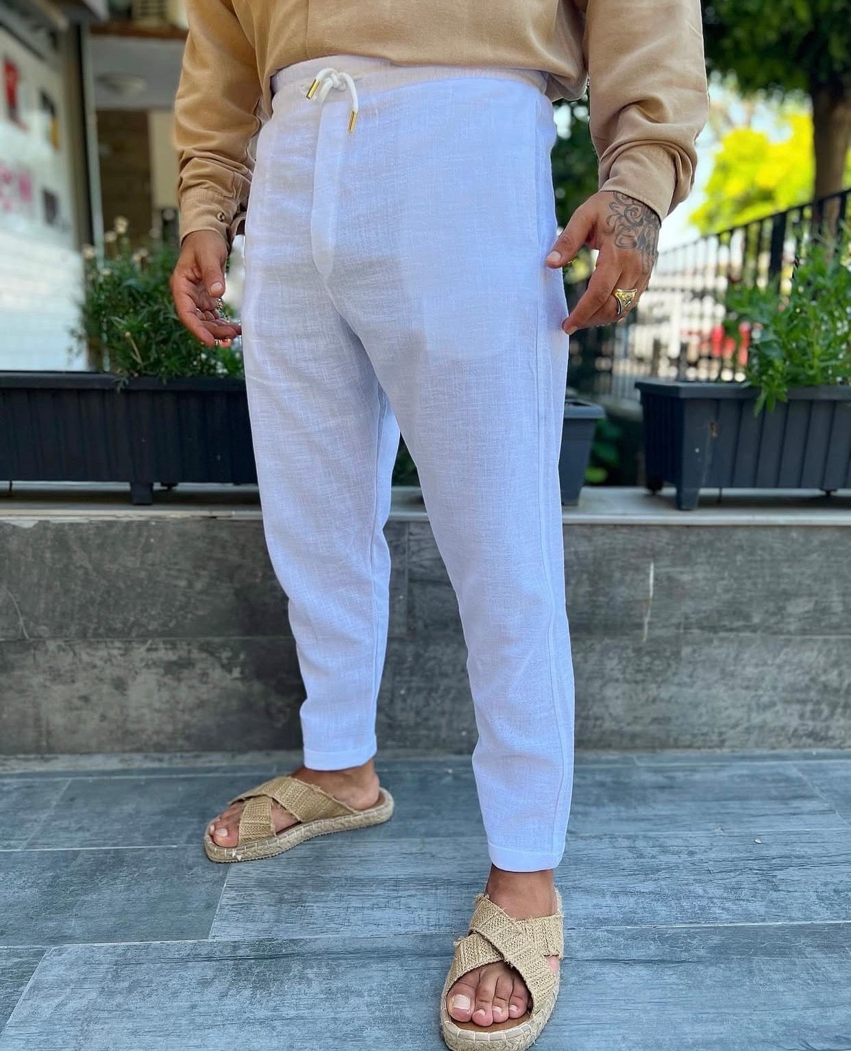 Linen Summer Pants – white 0139