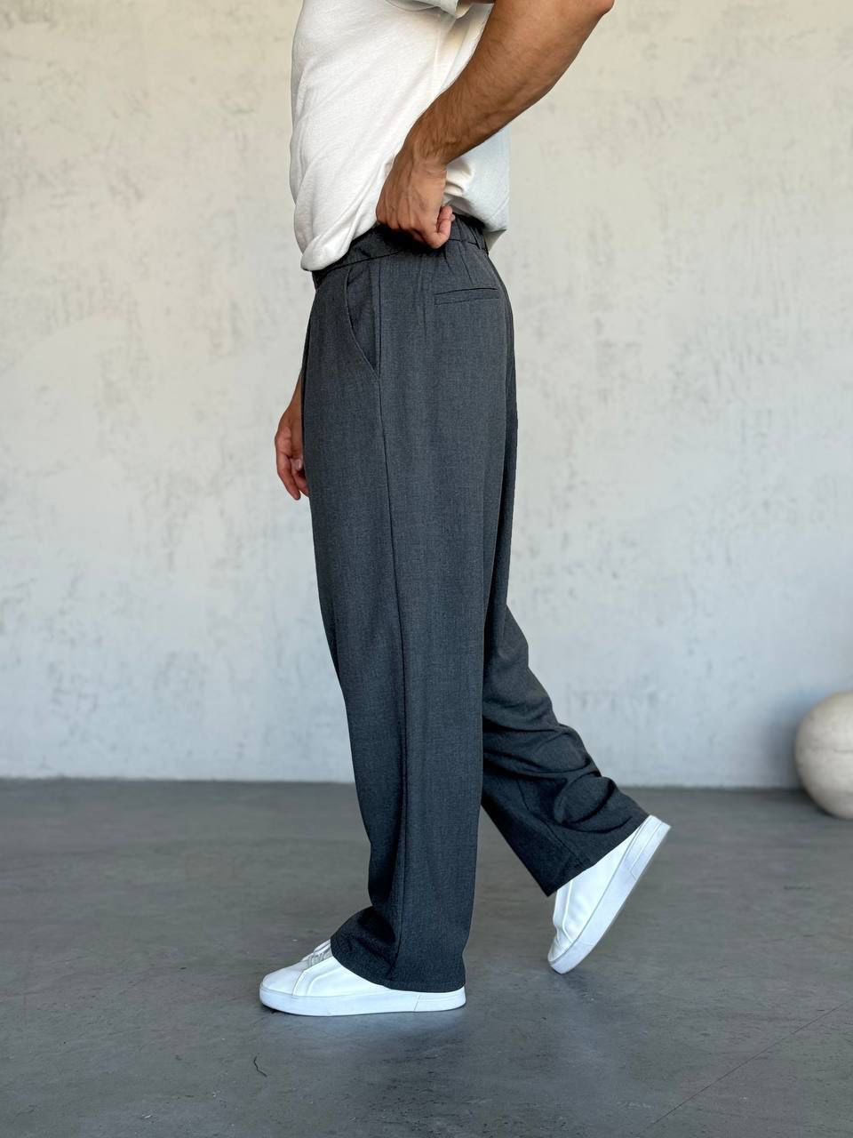 Classic Pleated Tailored Pants – gray 0146