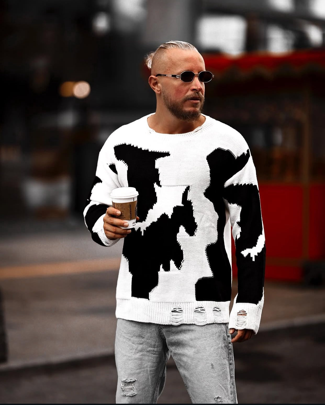 Knitwear oversized shirt - cow  0060