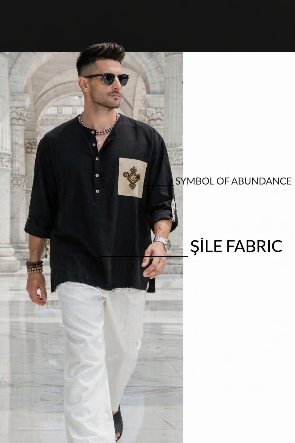 Şile Fabric Embroidered Shirt – Black Edition 0202