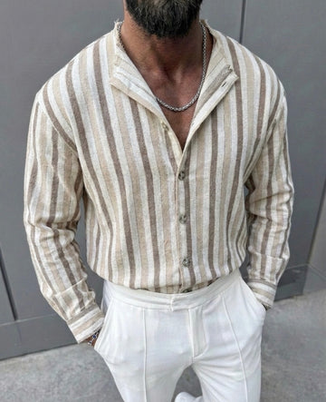 Striped Linen Shirt / Beige /0138