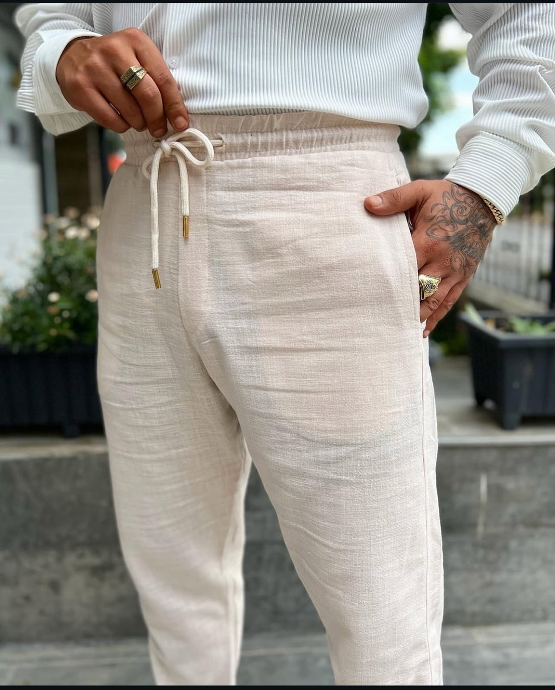Linen croped pants - R 006