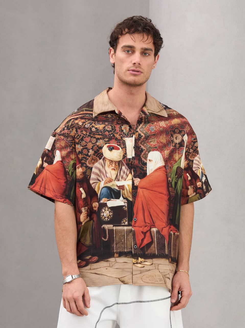 Vintage Art Print Short Sleeve Shirt - 0161