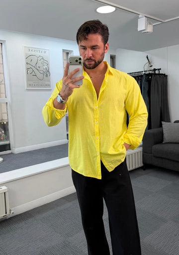Linen Relaxed Shirt – yellow 0124