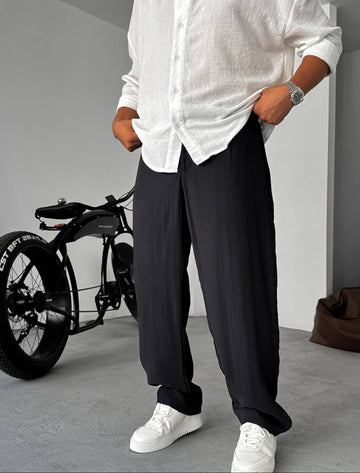 Relaxed pants - black 0066