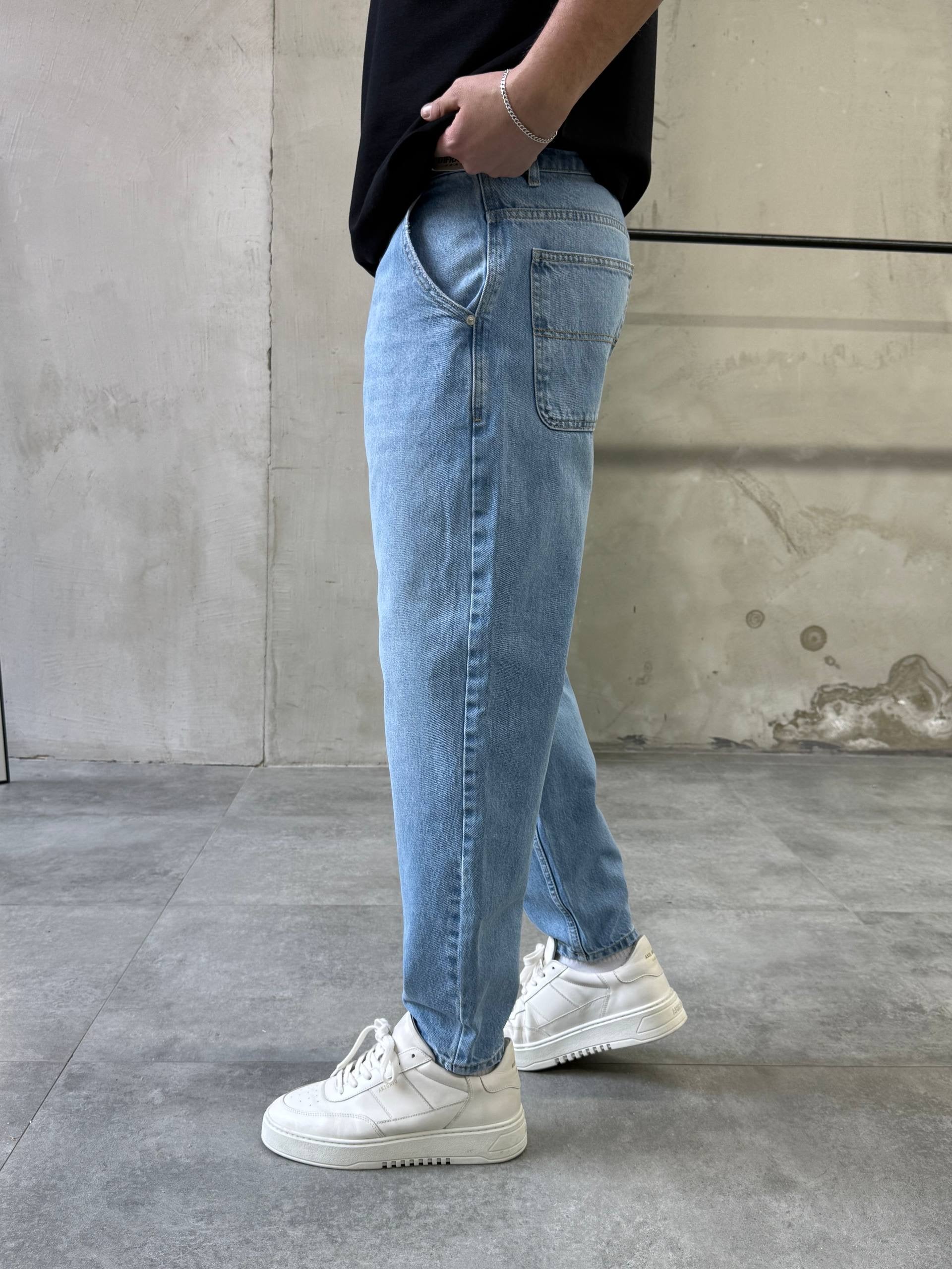 Relaxed Fit Washed Jeans – Mid Blue - mom fit - 3285 - k10