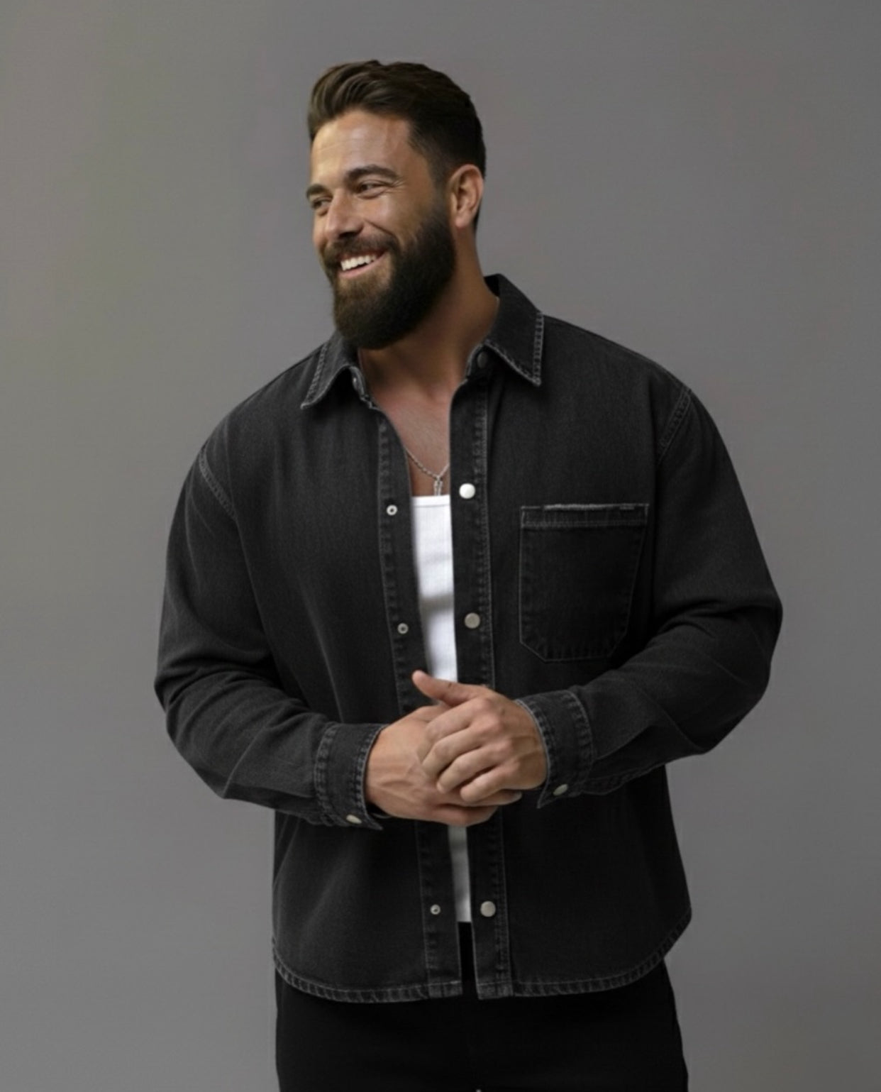 Men denim shirt -gray 0109