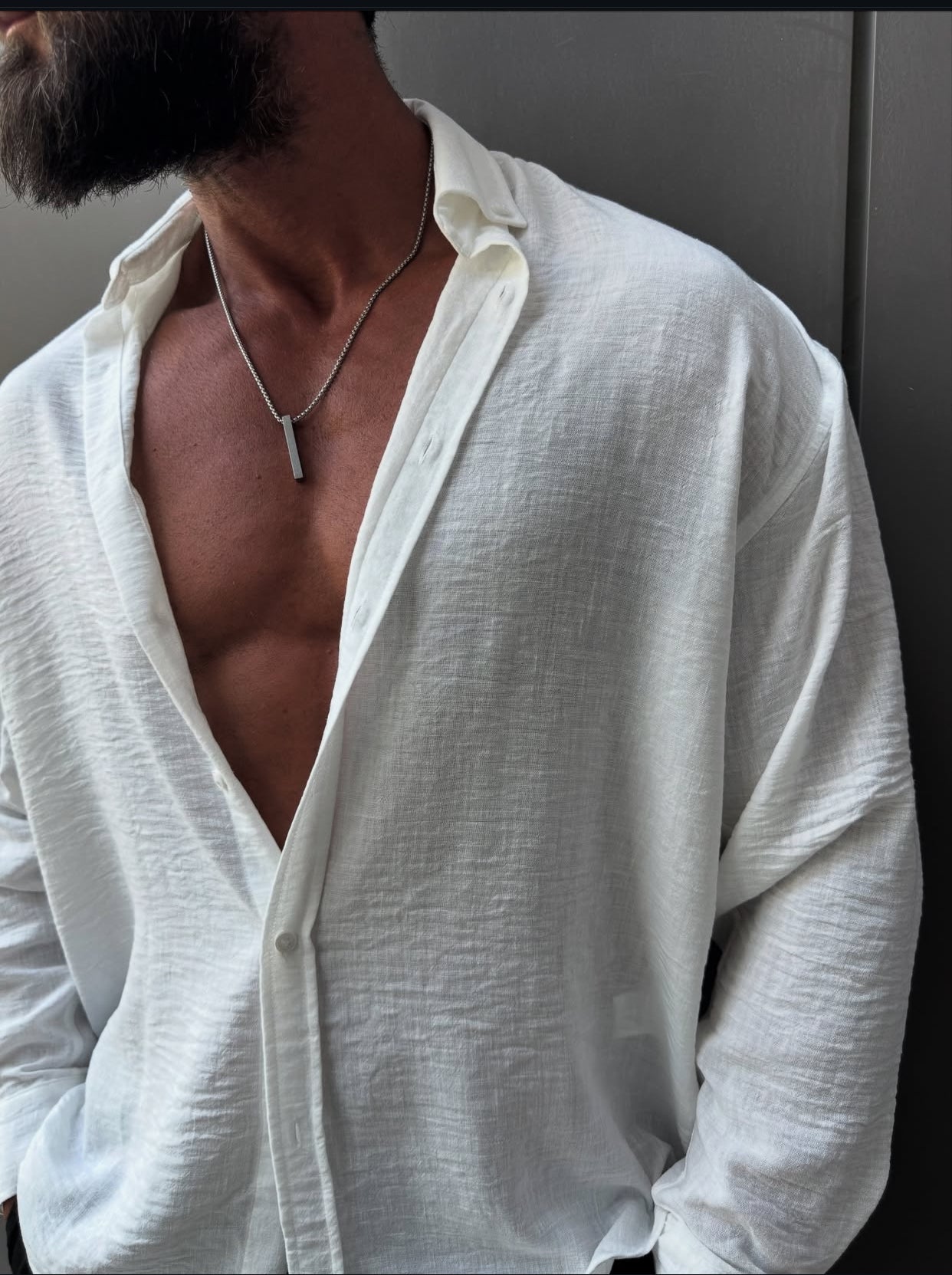 Linen shirt -white - 0024