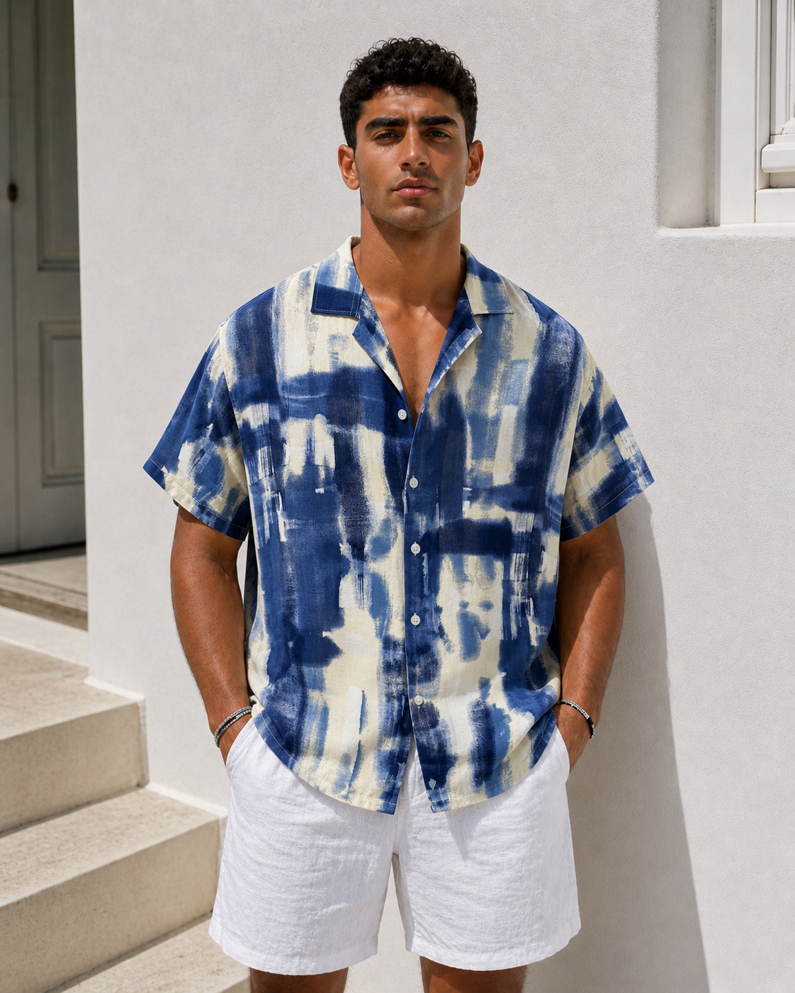 Ocean Breeze Printed Shirt – Blue & White 0203
