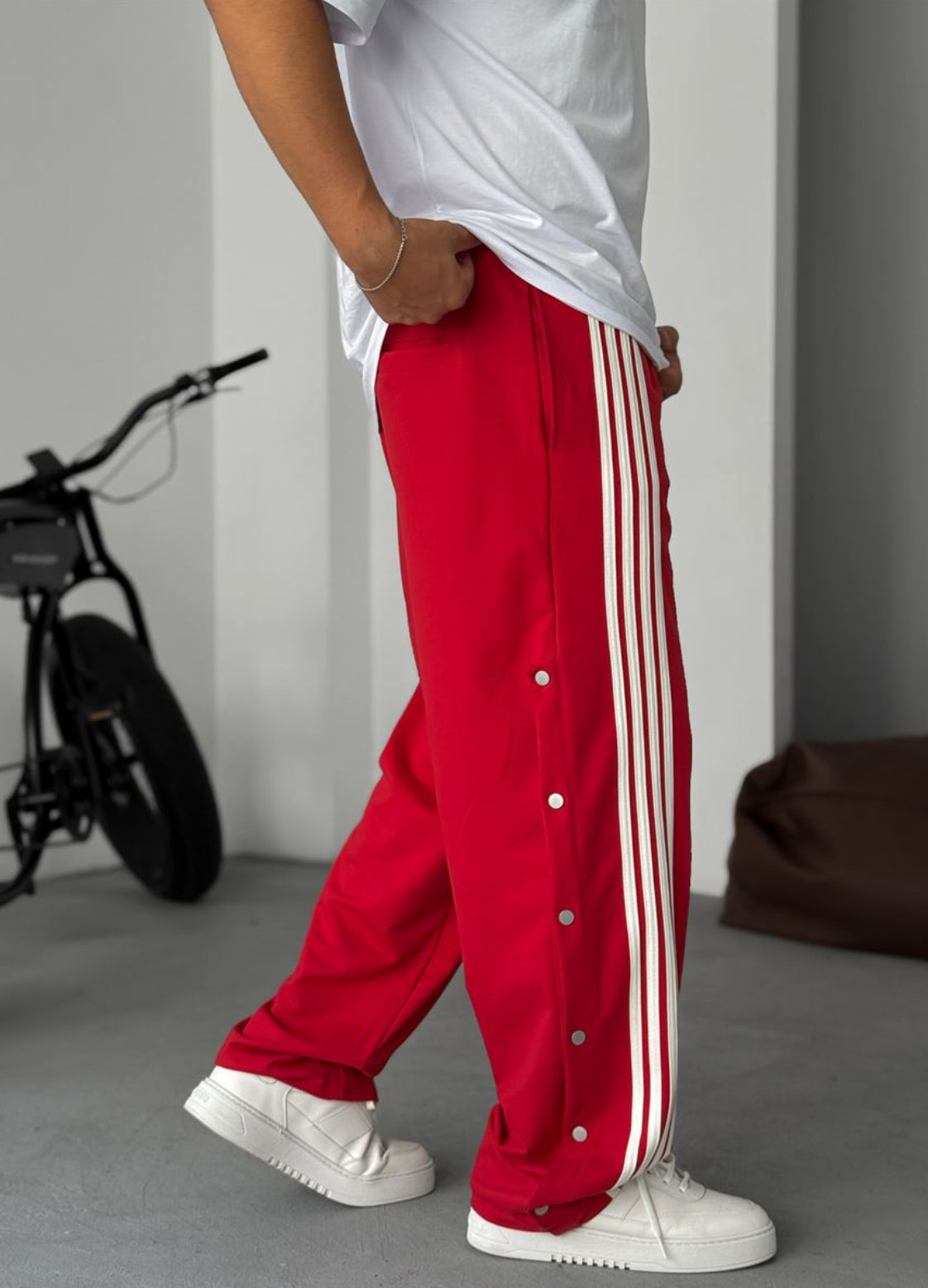 Stripped button detailed tracksuit - 0053