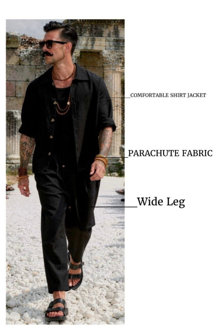 Linen Resort Set –  0117 - black