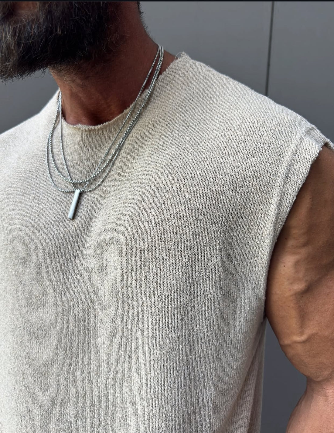 Cotton sleeveless shirt - 0013 - beige