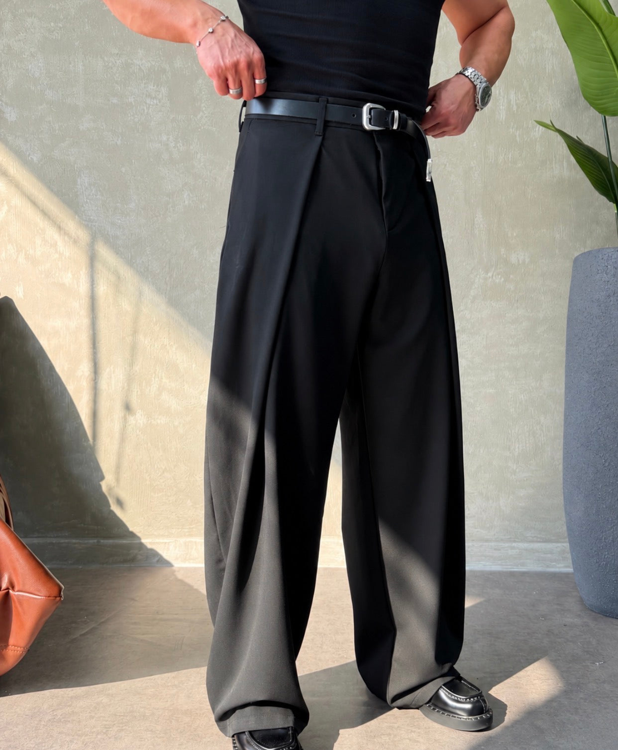Wide Leg Trousers - 0208 / black