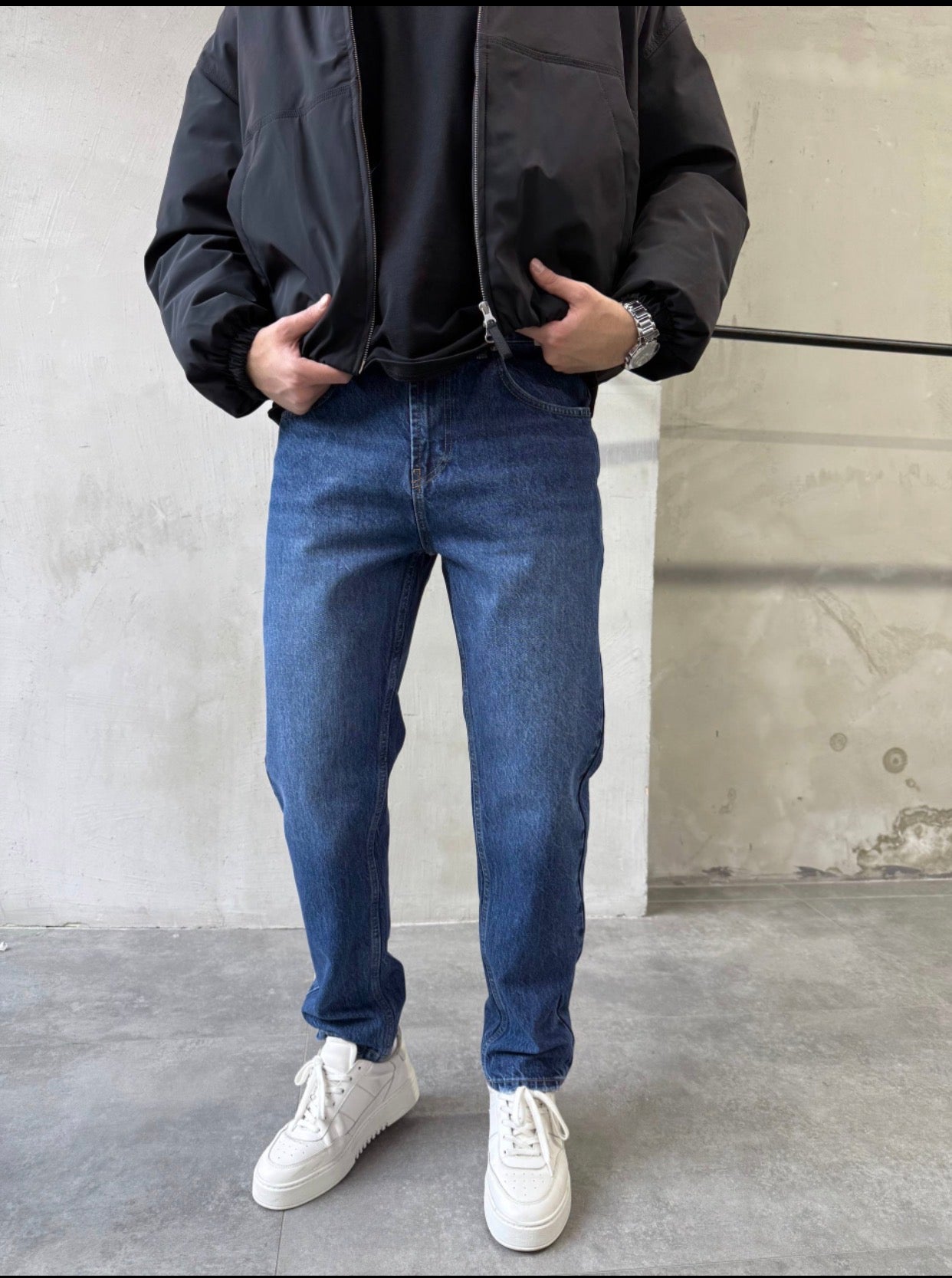 Straight Fit Dark Blue Jeans 
Art / 3166 - k2