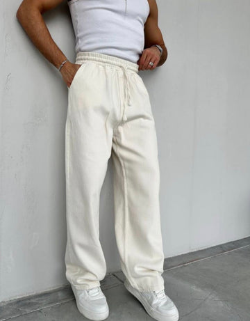 Relaxed Drawstring Gabrdine Pants – Off White 0143