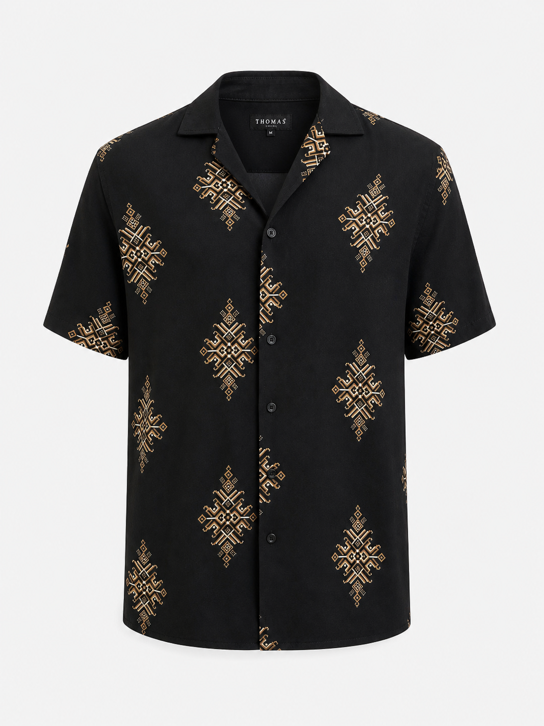 Geometric Print Short Sleeve Shirt 0194 / Black