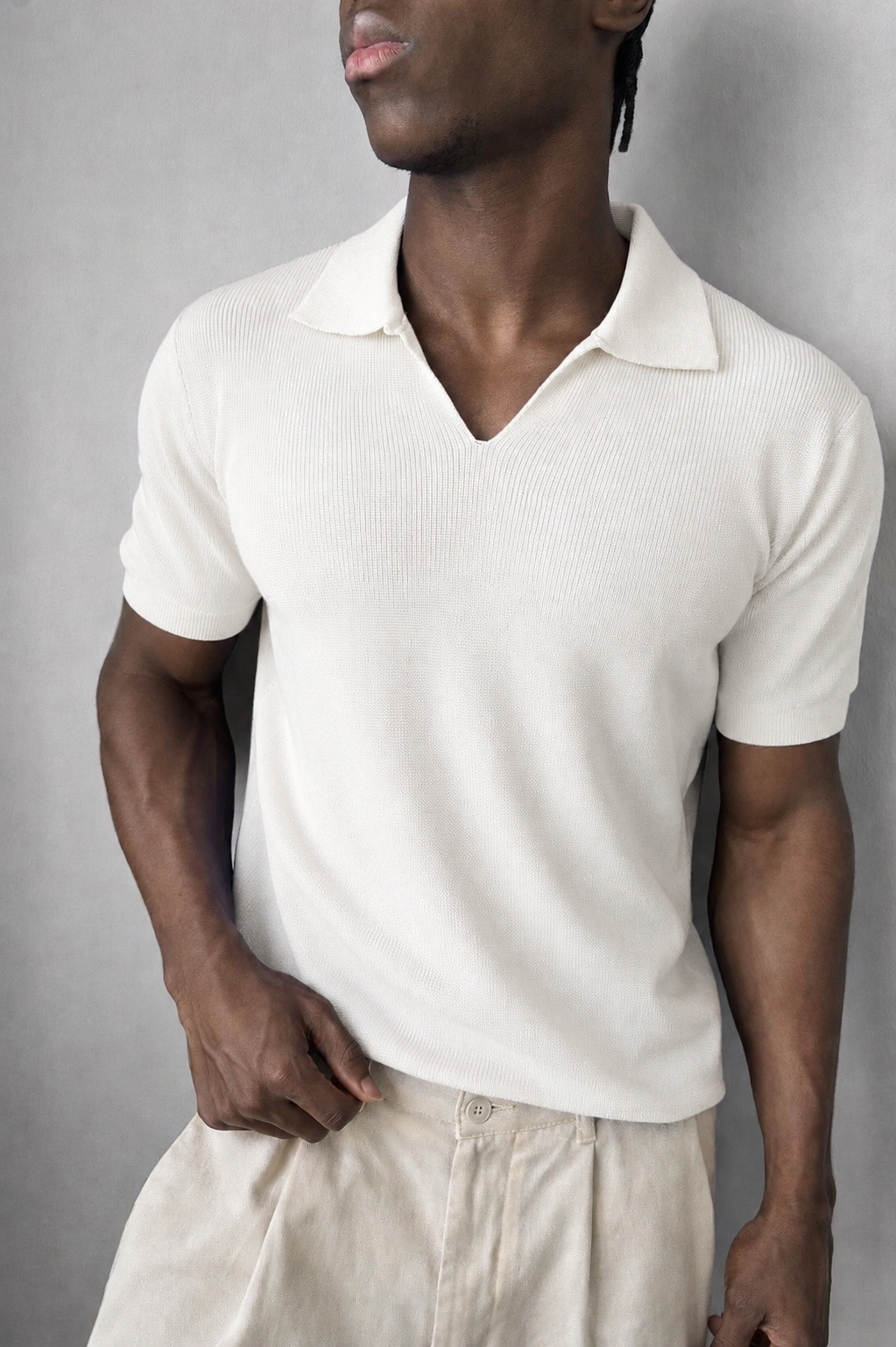 Premium Knit Polo – white -0206