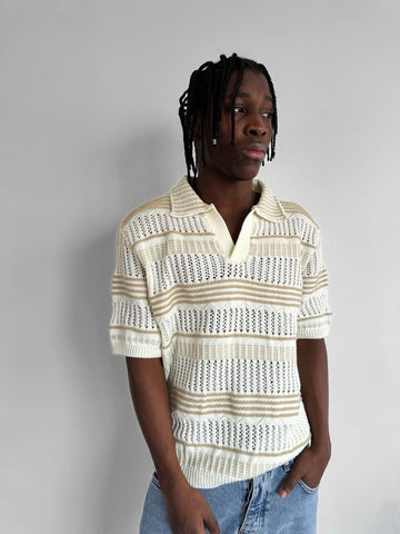 Oversized knitwear shirt -beige- 0021