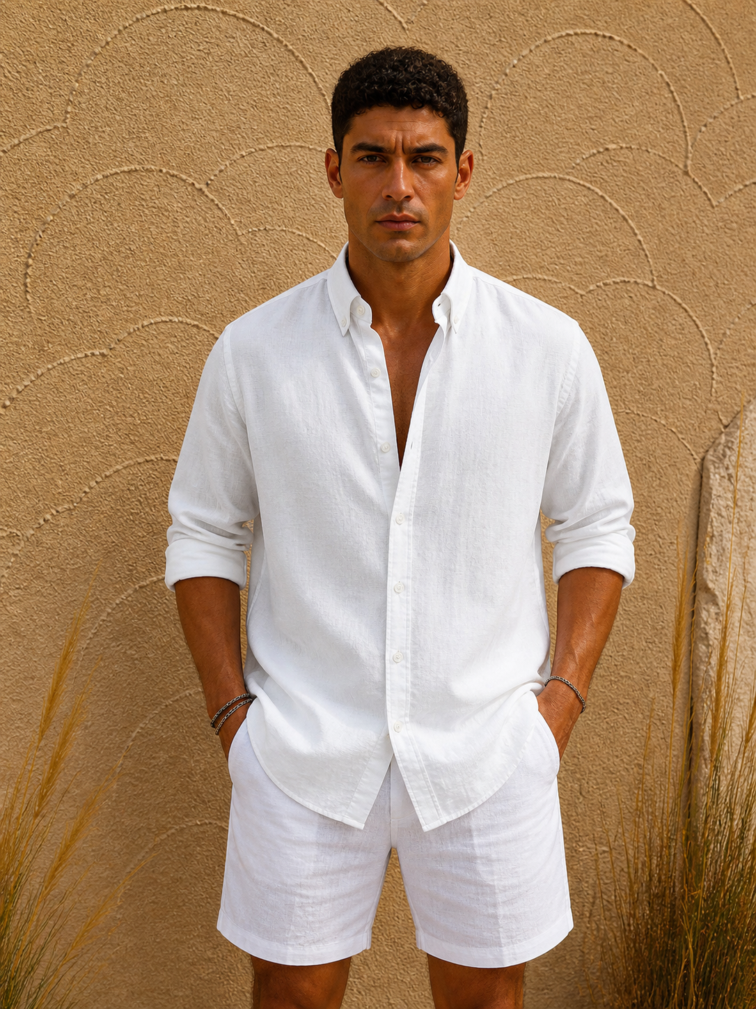 Linen Relaxed Shirt – white - 0124