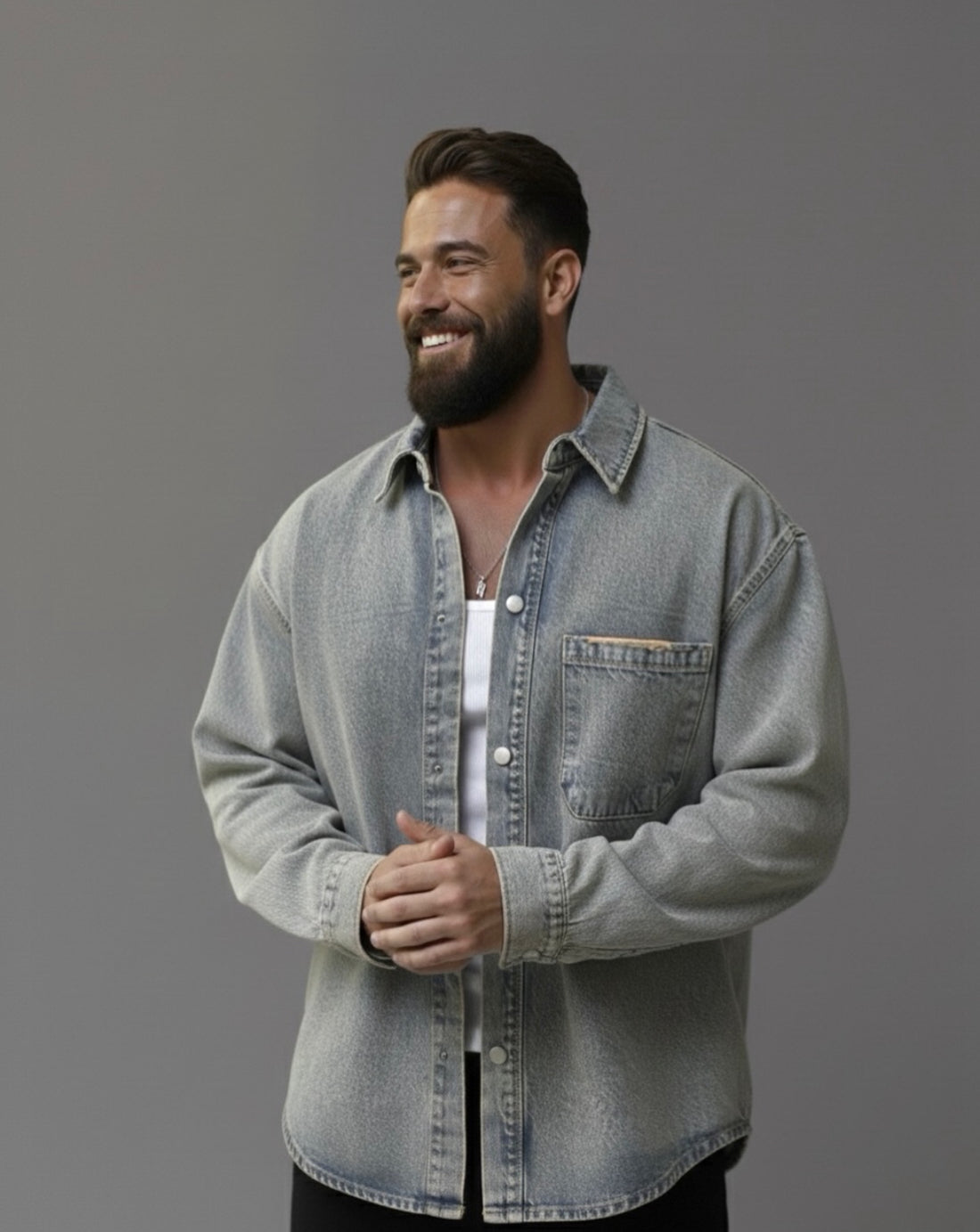 Men denim shirt - black 0109