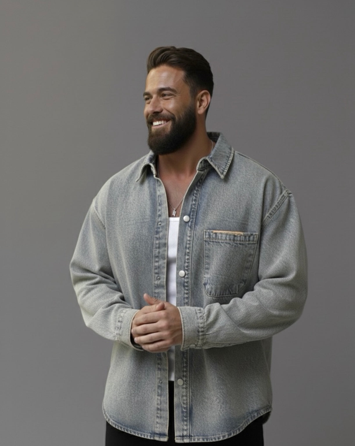 Men denim shirt - black 0109