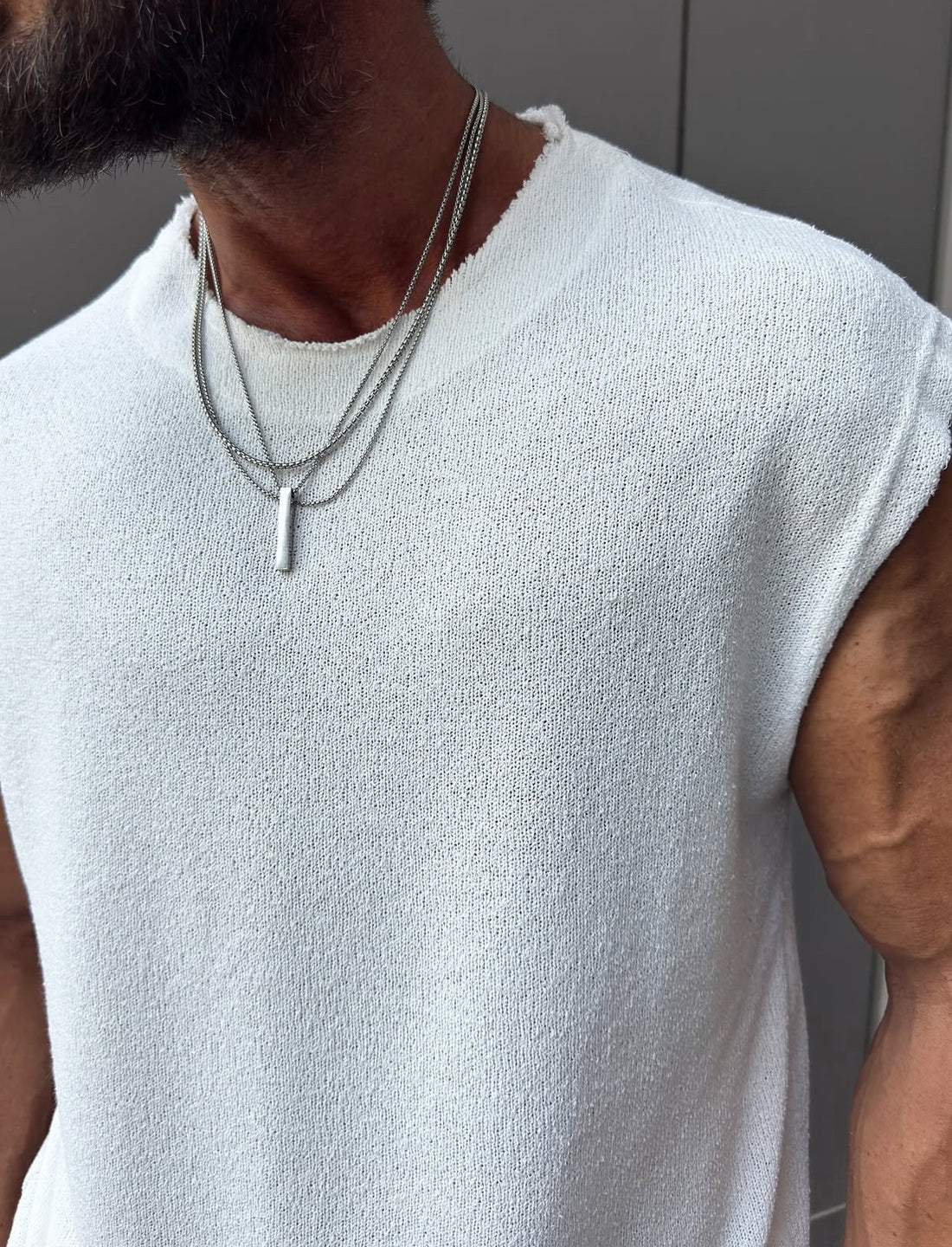 Cotton sleeveless shirt - 0013 - white