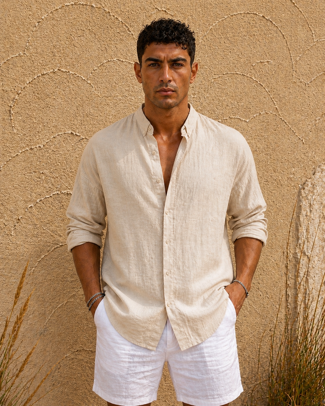 Linen Relaxed Shirt – beige 0124