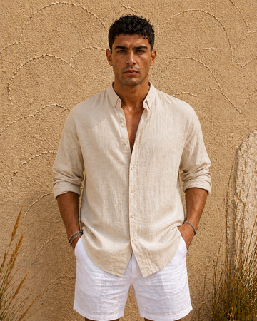 Linen Relaxed Shirt – beige 0124