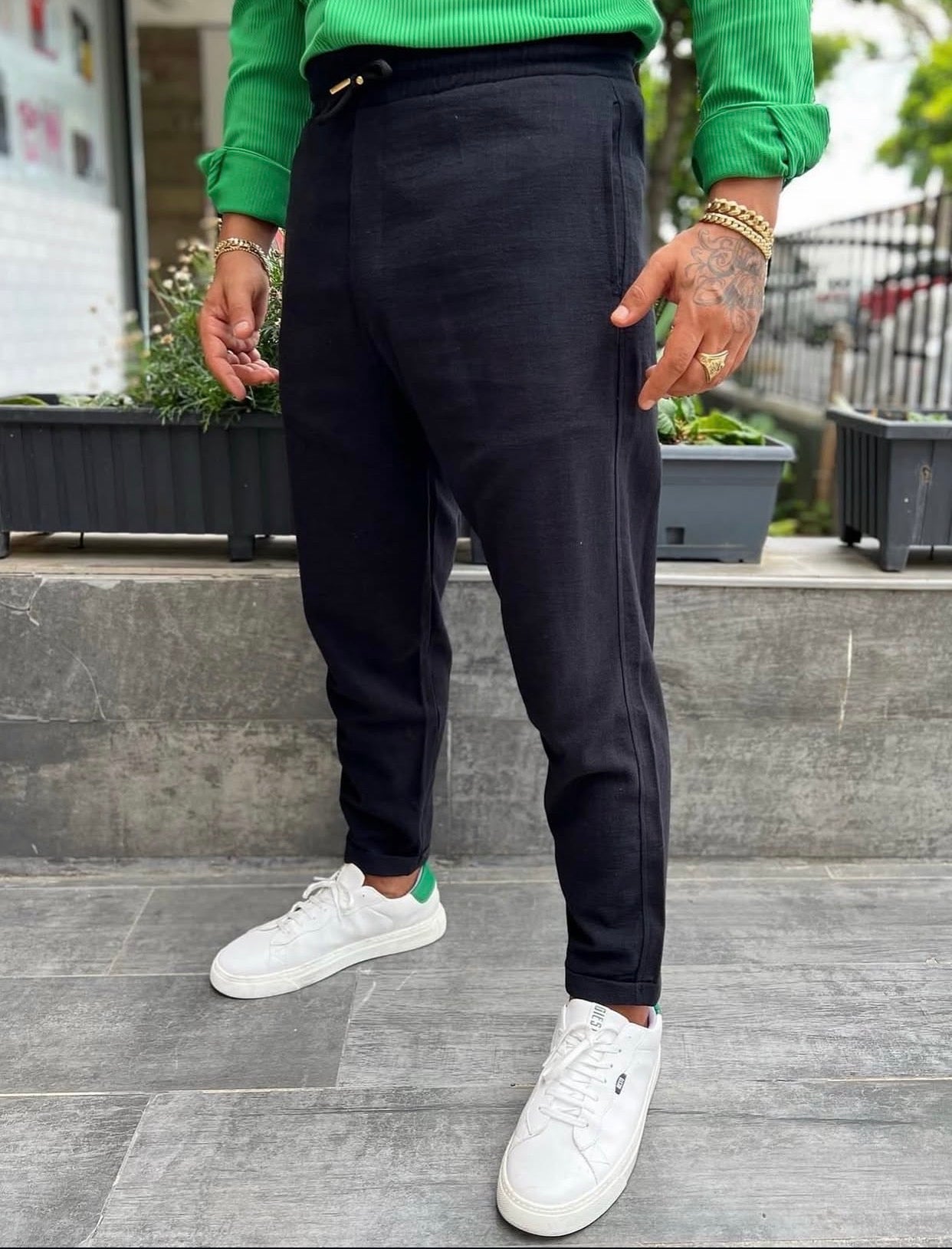Linen Summer Pants – black 0139