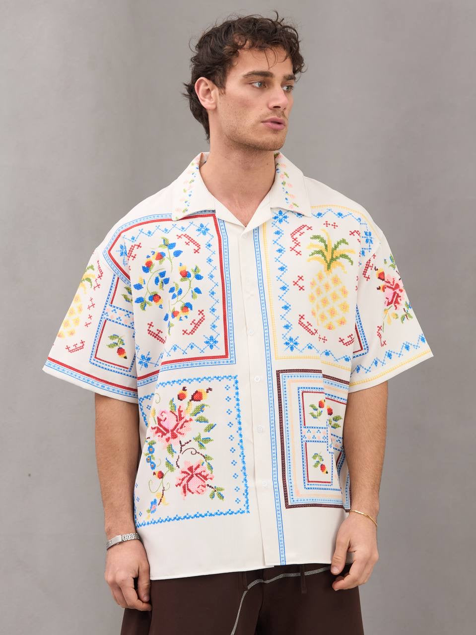 Tropical Patchwork Resort Shirt- 0151