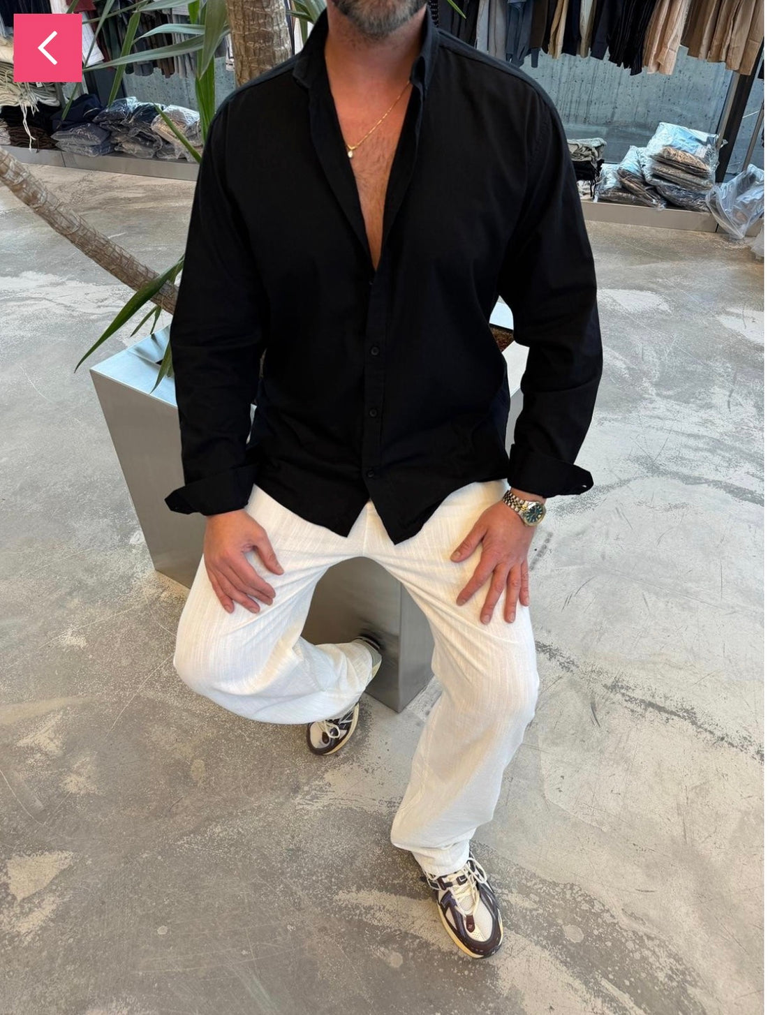 Linen Relaxed Shirt - 0124 - black