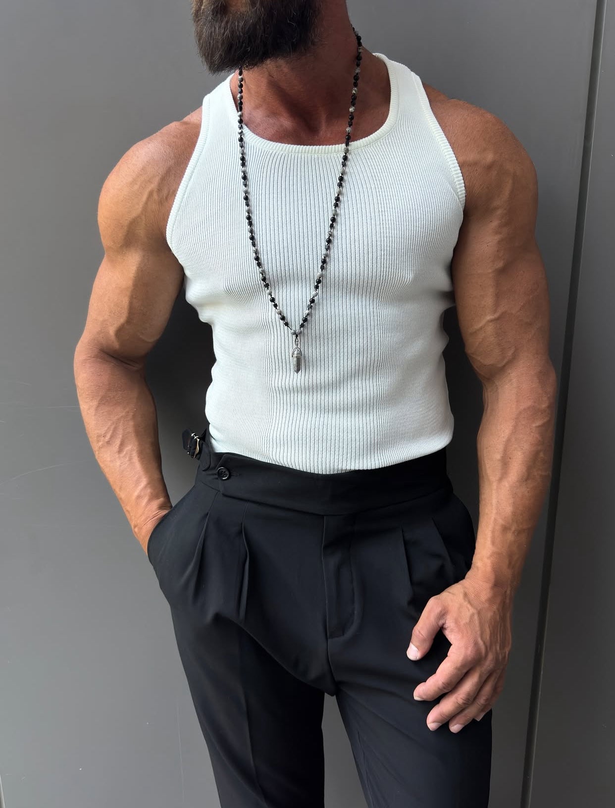 Cotton -Lycra  tanktop - white  0039