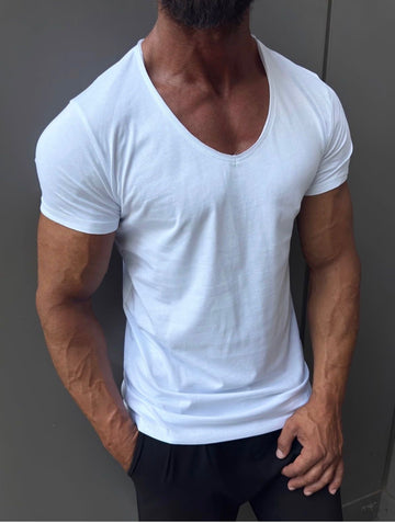 Essential Deep Scoop Neck T-Shirt – White / 0155