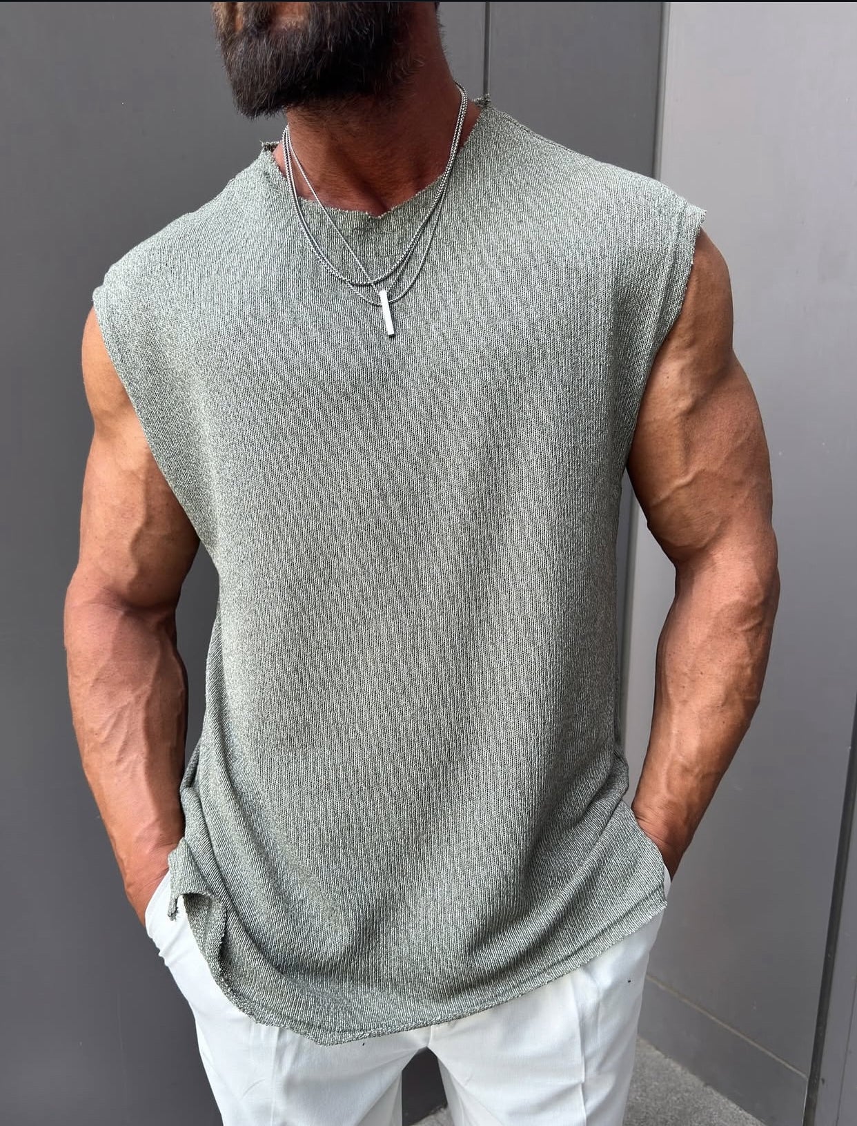 Cotton sleeveless shirt - 0013 - mint green