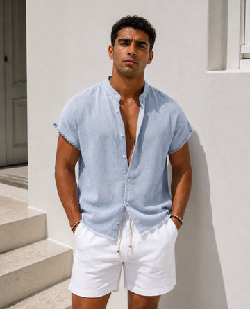 Raw Edge Linen Shirt / 0147 / babyblue