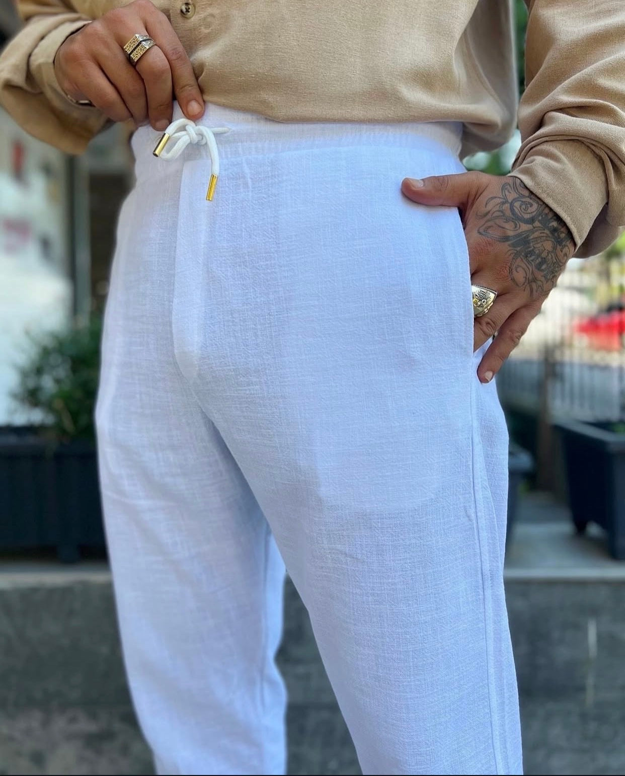 Linen Summer Pants – white 0139