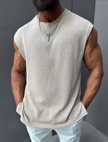 Cotton sleeveless shirt - 0013 - beige