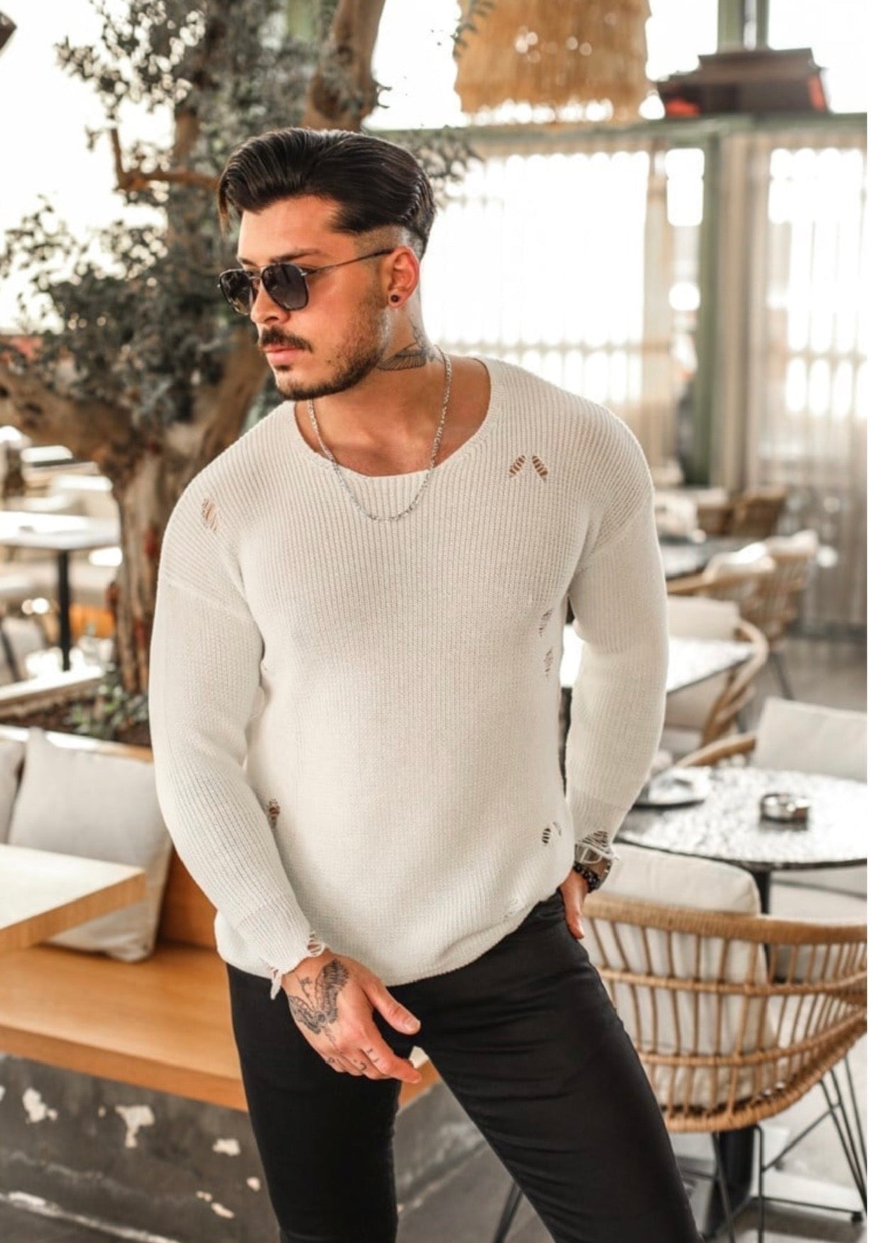 Knitwear oversized shirt - 0064 - white