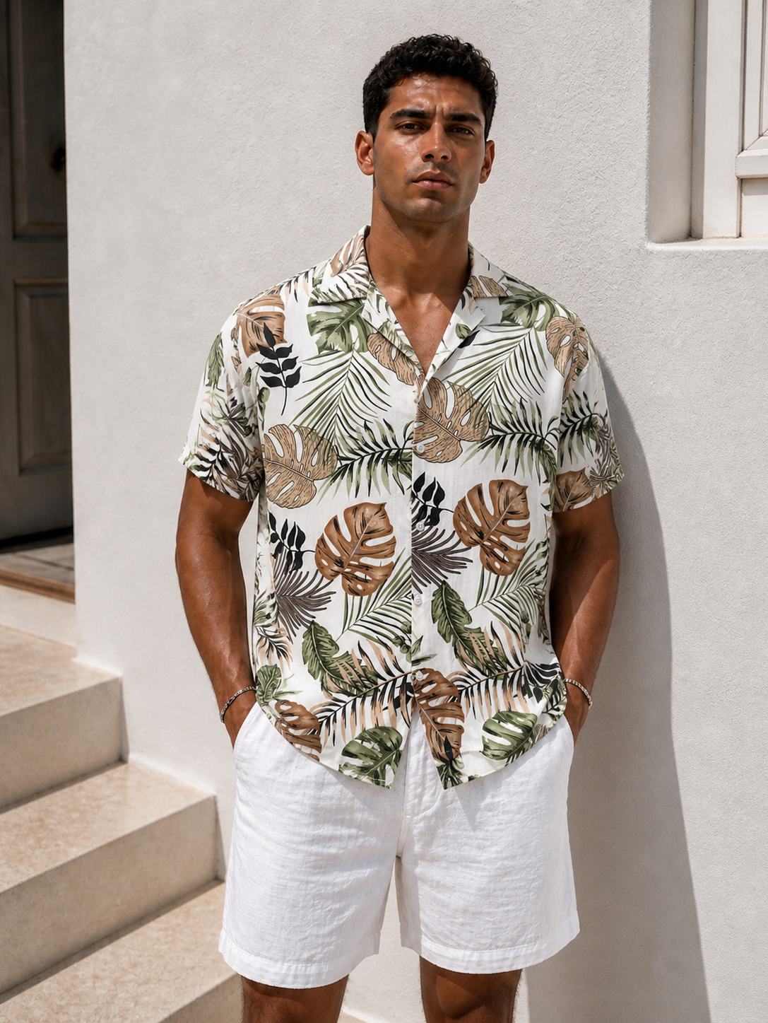 Tropical Leaf Print Shirt – Sand Palm Edition 0191