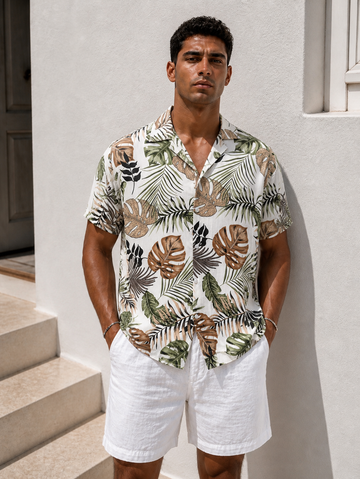 Tropical Leaf Print Shirt – Sand Palm Edition 0191